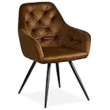 Der Polstersessel in Samt ist modern im Design und überzeugt mit einer bequemen Sitzfläche, angenehmen Rückenlehne sowie stabilen Beinen.