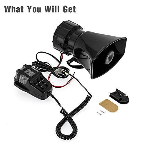 Auxmart Car Siren Horn 100W 7 Tone Sound Car Siren Vehicle Horn With Mic Pa Speaker System Warning Siren Speaker Amplifier Horn Fit For Cars Vans Trucks Vehicle Motorcycles, 12V #TOP7