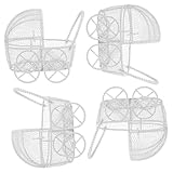 HEALSOPTHY 4 Stück Teiliges Miniatur Puppenwagen aus Eisen Hochdetaillierter Weißer für Puppenhaus Zubehör Realistische Babywagen für Kreatives Rollenspiel und DIY Dekoration