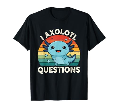 Funny Pet I Axolotl Questions Pun Rétro Vintage Sunset T-Shirt