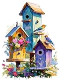 5D DIY Tier Vogelhaus Diamond Painting Quadratische Steine, Diamant Malerei Bilder Erwachsene, Kinder, Anfänger, Mosaik Bastelset, Cross Stickerei Set, für Wanddekoration, Haus Dekor 80x100cm C-207