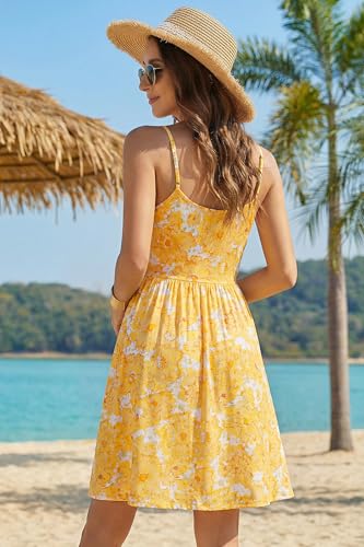 Image of STYLEWORD Womens Sundress Summer Floral Wrap V Neck Backless A-Line Casual Beach Midi Dress