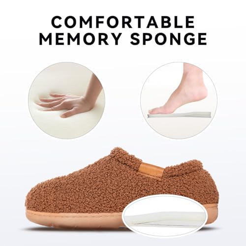 Memory Foam Slippers for Women - Indoor Cozy House Slip-on with Warm Curly Full Narrow3