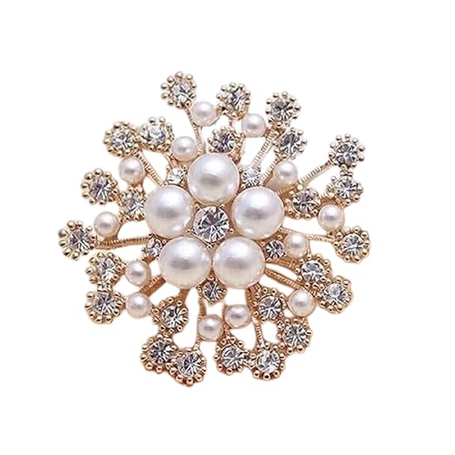 shreedhar impex Elegant Pearl & Crystal Flower Brooch Pin for Women | Luxury Rhinestone Wedding Brooch for Saree, Dress, Shawl, Scarf, Party & Engagement Jewelry-picture-0