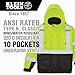 Klein Tools 60501 Bomber Jacket, High-Visibility Reflective Winter Jacket, 220-Gram Insulation for Superior Warmth, ANSI Compliant, 2XL