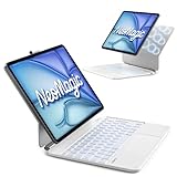 Inateck NeoMagic Magnetic Keyboard Case for iPad Air 13 inch M4 2026/M3/M2, iPad Pro 12.9 inch 6/5/4/3 Gen, Large Multi-Touch Trackpad, LED Power Display, 7 Color Backlight, with Pencil Holder, White