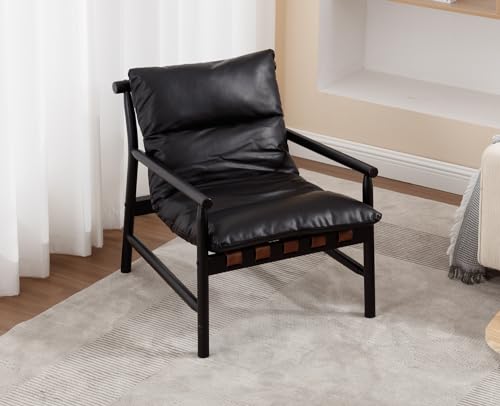 Sillón Moderno Tapizado Negro miniatura 5