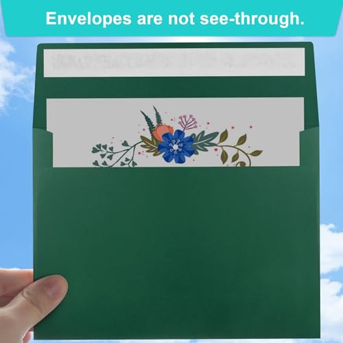 Image of 65 Packs 4x6 Envelopes A4 for Invitations, Printable Envelope Self Seal For Weddings, Invitations, Photos, Greeting Cards, Mailing (Dark Green)
