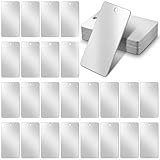 50 Pack Stainless Steel Laser Engraving Blanks Stamping Blanks Rectangle DIY Craft Metal Blank Dog Tags Personalized Keychain Pendants, 1 Inch x 2 Inch