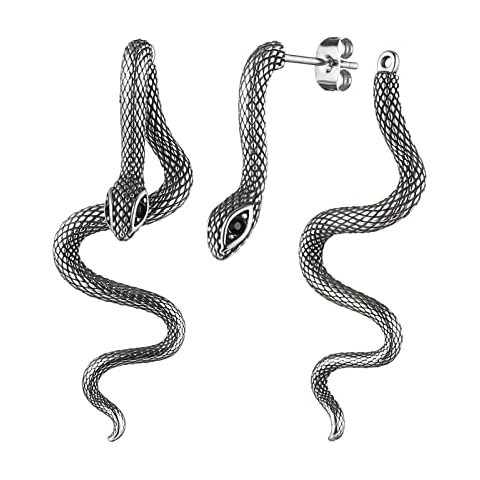 HZMAN Retro Snake Earrings for Women Stainless Steel Gothic Punk Snake Stud Earring Biker Party Jewelry Gift Cover