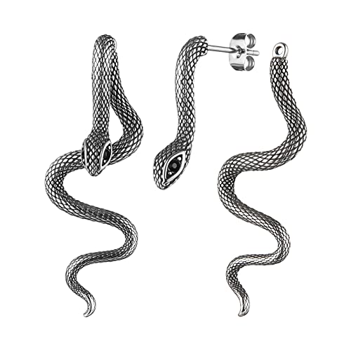 HZMAN Retro Snake Earrings for Women Stainless Steel Gothic Punk Snake Stud Earring Biker Party Jewelry Gift