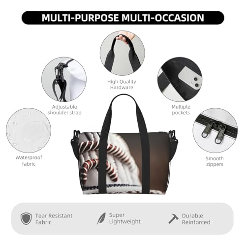 Baseball Lace Close Up Print Hand Travel Bag,Gym Bag,Weekend Travel Overnight Bag,Tote Bag Sports Bag For Women Men3