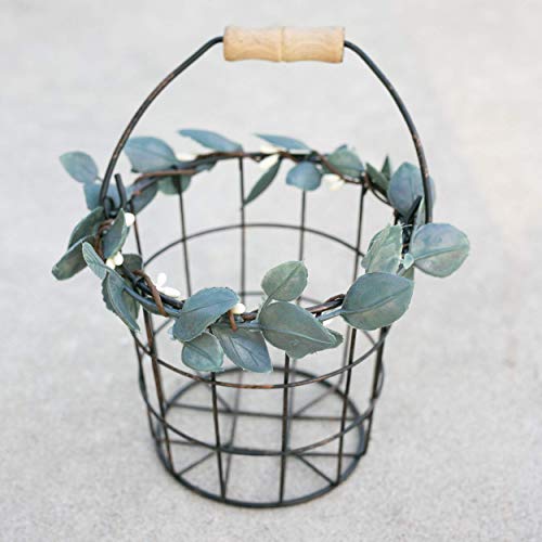 image for Petite Bronze Flower Girl Basket - Metal Wedding Basket w/Wood Handle 