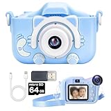 【ｓａｎｍｏｎ．ｓｈｏｐ】キッズカメラ 子供 トイカメラ 1080P HD 大容量 64GB メモリーカード付 動画カメラ 8倍ズーム 2.0インチ IPS 画面 子供用カメラ ゲーム機能付き 4歳 5歳 6歳 キッズ 男の子 女の子 誕生日 入学式 卒園式 クリスマス こどもの日 プレゼント 日本語説明書付き (ブルー)