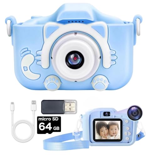 【ｓａｎｍｏｎ．ｓｈｏｐ】キッズカメラ 子供 トイカメラ 1080P HD 大容量 64GB メモリーカード付 動画カメラ 8倍ズーム 2.0インチ IPS 画面 子供用カメラ ゲーム機能付き 4歳 5歳 6歳 キッズ 男の子 女の子 誕生日 入学式 卒園式 クリスマス こどもの日 プレゼント 日本語説明書付き (ブルー)