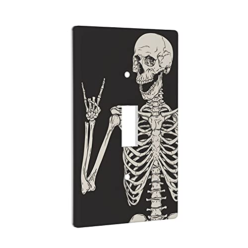 Funny Skeleton Skull Light Switch Cover Decorative Single Toggle 1 Gang Wall Plate Room Decor 4.5 X 2.76 In #TOP1