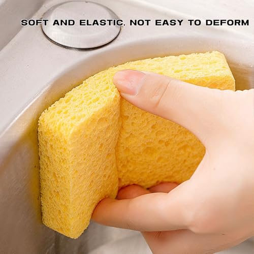 Image of Large Cellulose Sponges, Thick Heavy Duty Scrub Sponges, Kitchen Sponges for Dish, Non-Scratch Scrubber for Household, Cookware, Bathroom (5 Pack)
