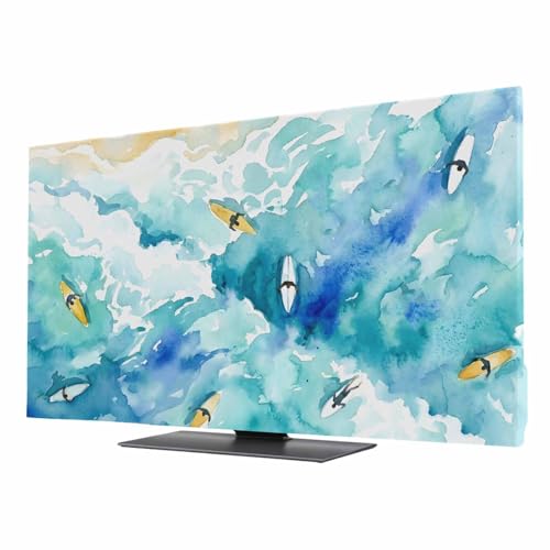 Indoor TV Cover for 32 Inch Flat Screen,Coastal Beach Stretch