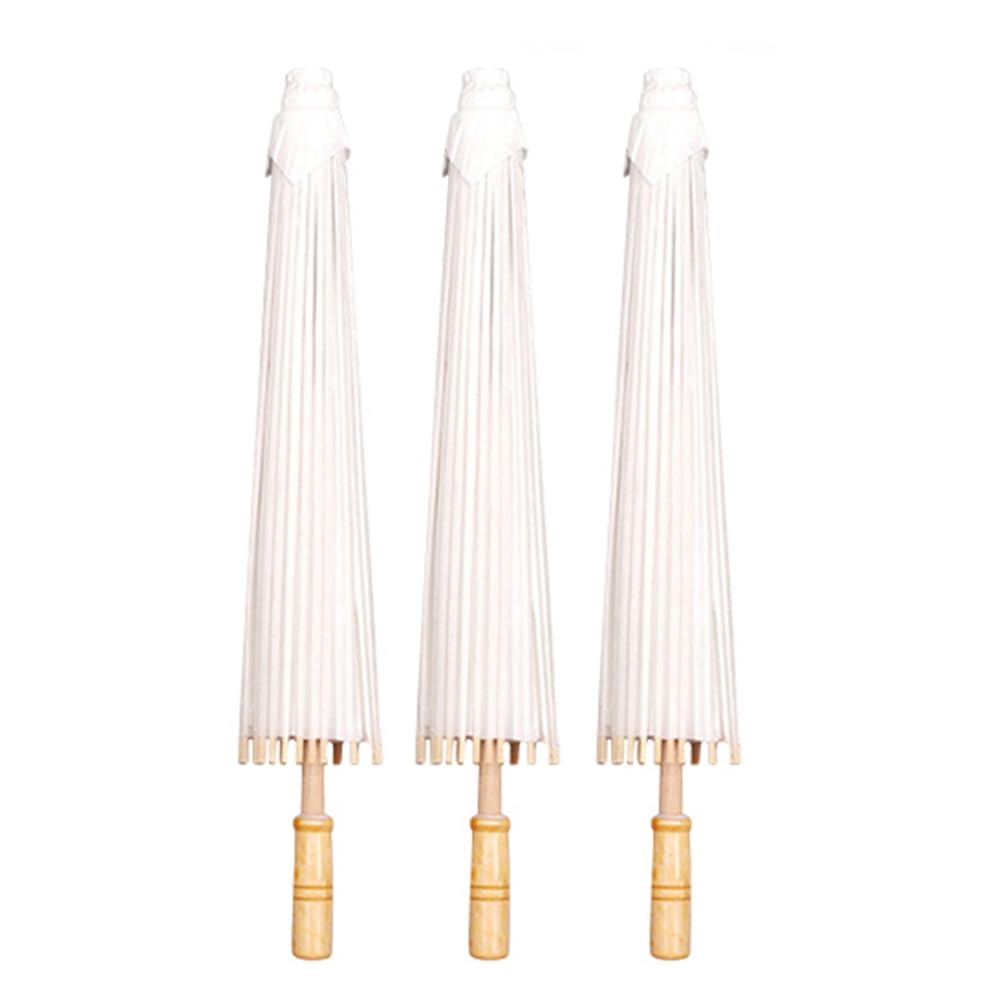 CTRLZS 60cm White Paper Parasol Wedding, Party Favors DIY Bamboo Umbrella, Bridal Show Centerpieces, Photo Props