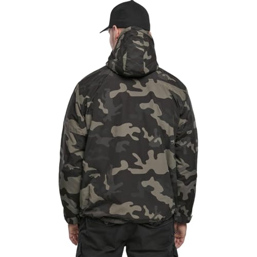 Image of Brandit INDIVIDUAL WEAR Men's Fleece-Lined Quarter Zip Windbreaker Pullover - Lightweight Weatherproof Casual Outdoor Jacket, Dark Camo, Large