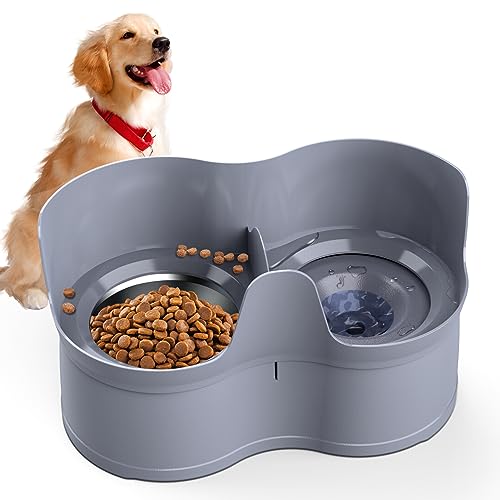 Mess Proof Pet Feeder with Stainless Steel Food  Water Bowls Nonspilling Pet Water and Food Bowl Set Nonslip and Slow Water Feeder for Medium and Small Dogs  Cucciolini Doodles Mess proof pet feeder with stainless steel food  water bowls non spilling pet water and food bowl set non slip and slow water feeder for medium and small dogs   cucciolini doodles