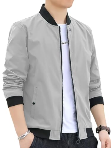 Image of Celary Men's Bomber Jacket | Fancy Collar|| Lightweight Casual Zip-Up Jacket | Stylish Slim Fit Outerwear for All Seasons | Polyester, Standard Length