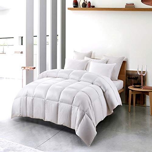 Image of Serta Down Fiber Comforter Twin Size-Extra Warmth Duvet Insert, Luxury Fluffy Bed Comforter 100% Cotton 300 Thread Count Shell, Down Feather Fiber 500 Fill Power with Corner Taps, White 68x90inch