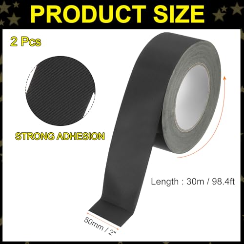 Image of MECCANIXITY Insulating Acetate Cloth Adhesive Tape, 2in x 98ft Black Electrical Heat Resistant Fabric Tape with Paper for Laptop Electric Automotive Guitar Repair Wire Harness, 2Pcs