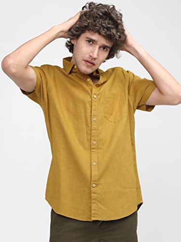 Image of Ketch Men's Cotton Slim Fit Solid Half Sleeve Shirt