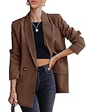 luvamia Women Casual Long Sleeve Lapel Oversized Work Blazer Boyfriend Jacket Friar Brown Women's Blazer Women Blazers for Work Business Casual Outfits for Women Size XX-Large Fits Size 20 / Size 22