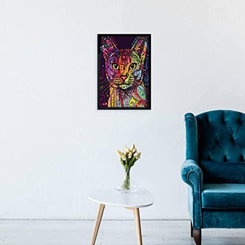 Xiaomoyu 5D DIY Diamond Art Painting Kits Full Drill, Colorful Cat Diamond Canvas Rhinestone Crystal Gem Arts and Crafts Pictures Painting by Numbers for Adults Kids Home Wall Decorations