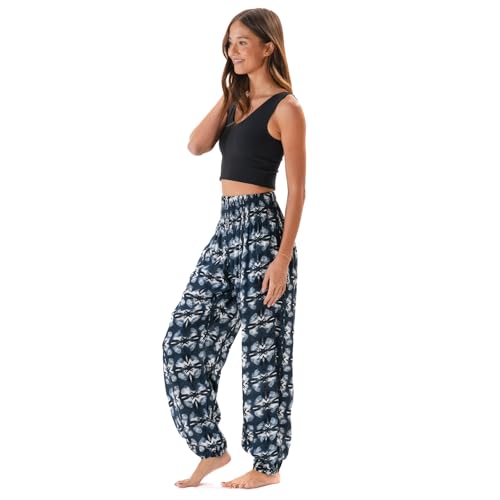 Image of Lotus and Luna Women's Harem Pants Thai Pants for Beach & Lounge High Waisted Flowy Boho Pants Genie Pants Yoga Pants