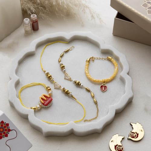 Image of Premium Handmade Designer Rakhi Set for Brother and Bhabhi Adjustable Couple Rakhi with Roli Chawal & Nariyal