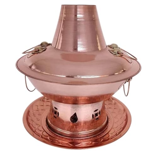 INUUXLG Hot Pot Copper Hot Pot Chinese Hotpot Old Beijing Copper Boiler Cooking Pot Without Lid Chinese Hot Pot(32cm) (A 32cm) (A 34cm)