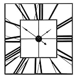 Heaven4you 60CM Large Square Shape Metal Skeleton Roman Numeral Wall Clock Black Metal Bedroom - Image 7