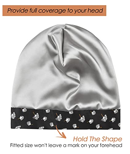 Image of Satin Lined Sleep Slouchy Cap Curly Girl Slap Headwear Gifts For Frizzy Hair Women