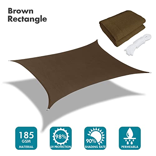 Image of KANAGAWA 10'X12' Sun Shade Sail Brown Curved Rectangle Customizable