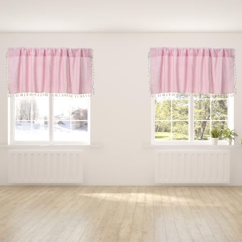 Cenefas de cortina semitransparentes de 24 x 52 pulgadas con bolsillo superior 8