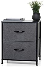 2 Drawer Nightstand, Bedside Table, Side Table - Modern 2 Drawer Storage Unit and 2 Drawer Dresser with Fabric Drawers - Perfect for the bedroom, office, closet, dorm and more (Please read dimensions)