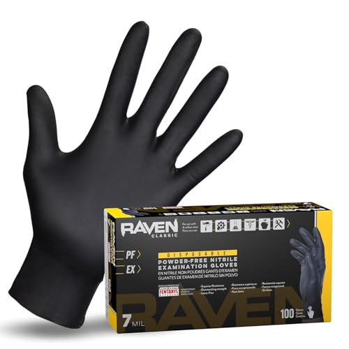 SAS Safety 66519 Raven Powder-free 6 Mil Disposable Nitrile Gloves, Extra Large, 100 per Box