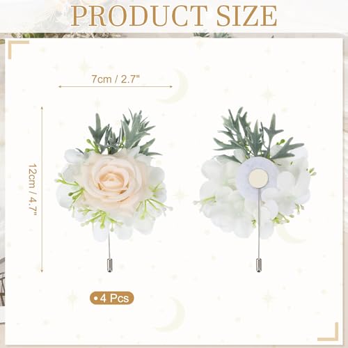 Boutonnières beiges pour homme : l'accessoire idéal pour le marié et témoins - 3