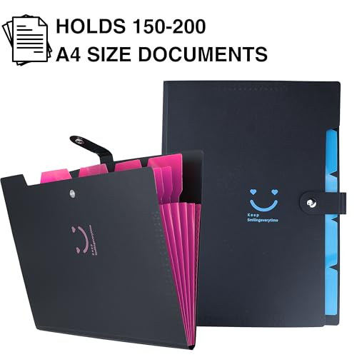 Image of SPS 5 Pocket Expanding File Folder Smile Design - Fits A4 & Letter Size Document Organizer, Accordion File Folders, File Holder for Office, School & Home Use (Pack of 2)