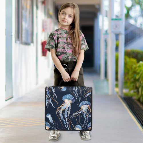 Image of Custom 3 Ring Zipper Binder Jellyfish Dark Ocean Personalized Name 1.5 Inch Binders Large Capacity Multi Pockets for School Office Supplies