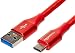 AmazonBasics Double Braided Nylon USB Type-C to Type-A 3.1 Gen 1 Charger Cable | 6 feet, Red