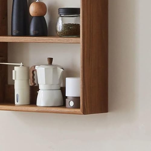 Image of Wooden Wall Mounted Tea Coffee Mug spice rack Shelf, Float Wooden Rack, Coffee Tea Cup Wine Glass Holder, Shelves Box,Cubby Kitchen Shelf,Coffee Bar (16x12)