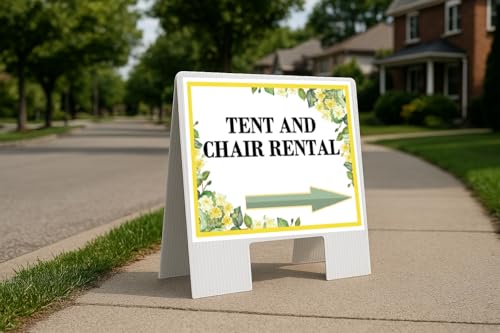 Tent And Chair Rental Spring Flowers Citrus Eucalyptus Directional Arrows A-Frame Double Sided 23x23 in. sign
