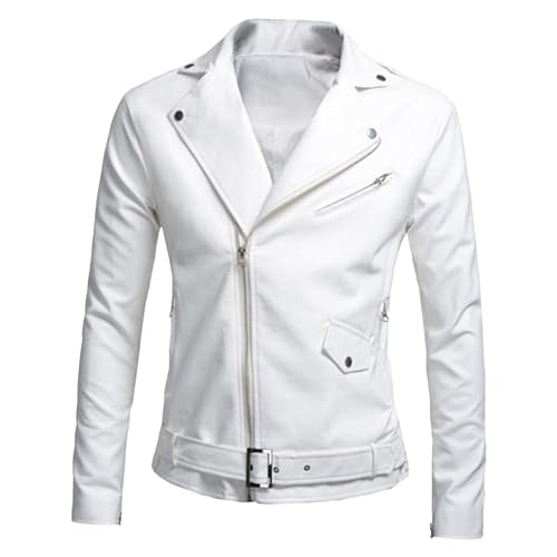 Veste en cuir à lacets latéraux pour homme en similicuir ajusté noir