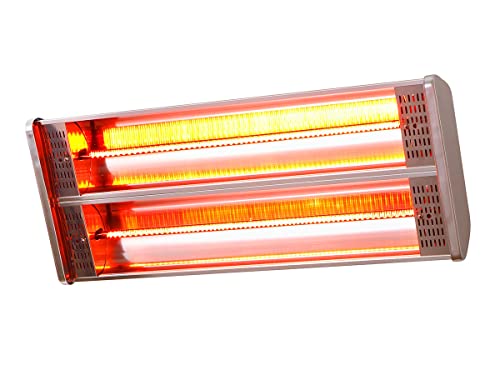 FAVEX - Chauffage électrique Riva II - Extérieur - Support mural ajustable - Télécommande - 50 x 8 x 25 cm - Inox