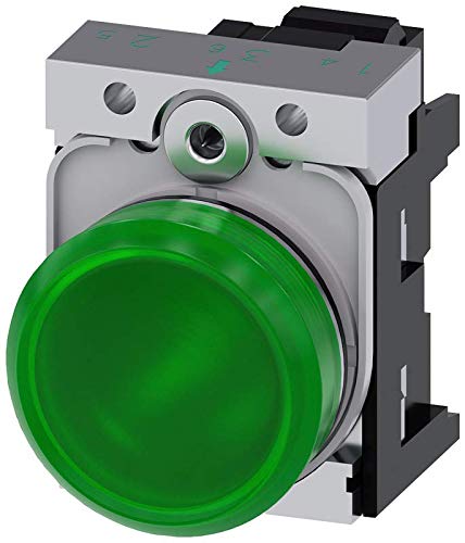 Voyant lumineux de signalisation vert 22 mm Siemens bague métal brillant IP67