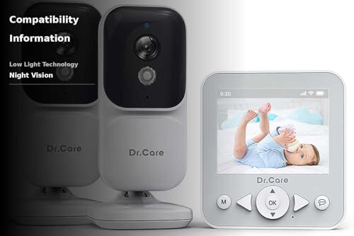Dr.Care NeoView Video Baby Monitor with 2 Cameras, 2.8” Screen, 2-Way Audio, Video Loop Recording, Night Vision, Real-Time/VOX Monitoring, Temperature Sensor, Lullabies, Belt Clip Design